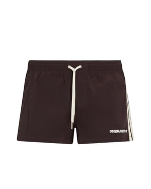 Badshorts med logotyp och boxershorts i midimodell