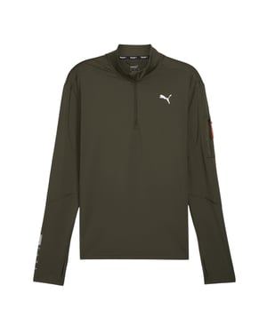 Puma Långärmad herrtröja med kvartslås från Cloudspun (Mörk oliv)