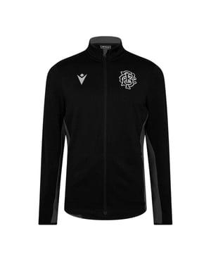 Macron Barbarians fleece-trainingsjack voor heren, seizoen 24/25 (Zwart, Wit)