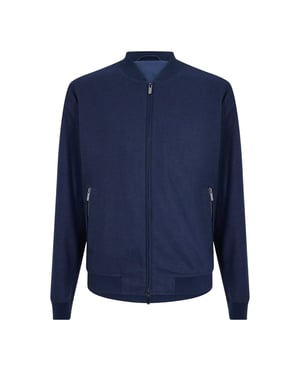Boss Herenbomberjack met geribde manchetten en patroon, normale pasvorm (Donkerblauw)