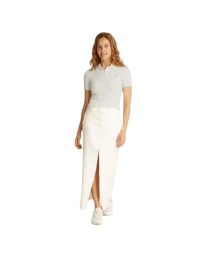 Tommy Jeans Crop-polo met plooien en een slank model voor dames (Ecru)