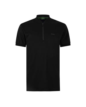 Boss Heren Pl Unity Pariq poloshirt met kwartritssluiting, normale pasvorm (Zwart)