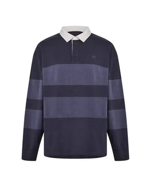 Timberland Heren Gestreept Rugby Poloshirt met Lange Mouwen (Zwart)