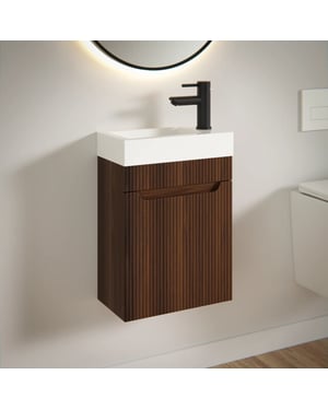 Mirlux Toiletmeubel vivo 40cm walnoot wastafel wit