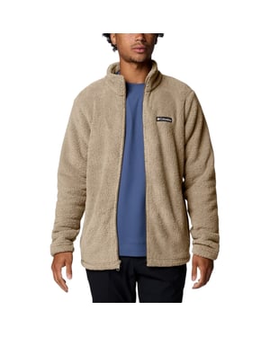 Columbia Fleecejas met lange mouwen en volledige ritssluiting voor heren, met logo (Fossiel)