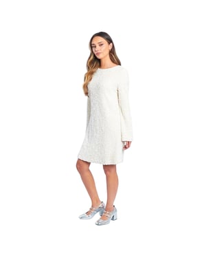 Be You Damesjurk met pailletten en ronde hals (Crème)