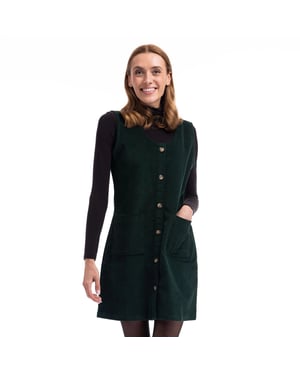 Trespass Womens/Ladies Tarissa Corduroy Pinafore Dress (Dark Green)