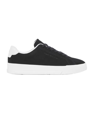 Tommy Hilfiger Heren-sportschoenen van 'Pebble Grain Court'-leer (Zwart, Wit)