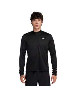 Nike Heren Core hardloopshirt met halve rits en lange mouwen (Zwart)
