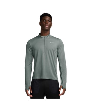 Nike Heren Core hardloopshirt met halve rits en lange mouwen (Groene klei)