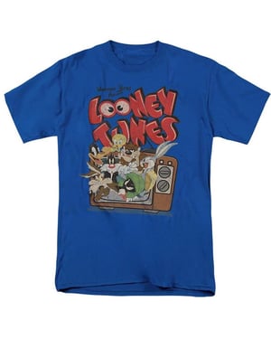 Looney Tunes Unisex T-shirt voor volwassenen ‘Saturday Mornings’ in heather-kleur (Royaal Blauw)