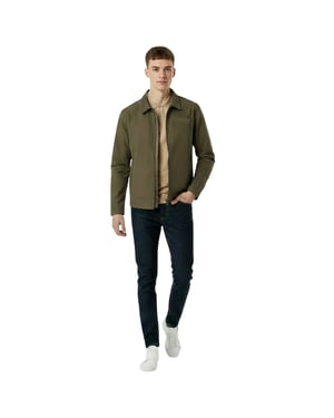 Jack Wills Heren-varsityjasje met kraag, effen (Olijf)