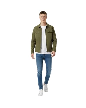 Jack Wills Heren Shire Utility-overshirt met doorlopende ritssluiting (Olijf)