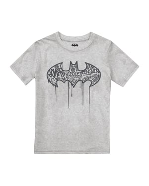 Batman Jongens Logo Graffiti T-Shirt (Heide Grijs)