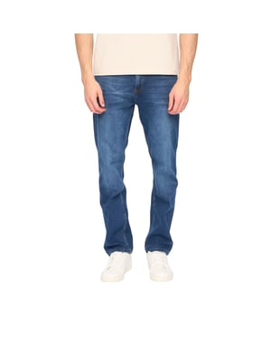 Duck and Cover Mens Elix Cotton Denim Straight Leg Jeans (Mid Wash)