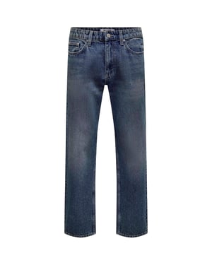 Only and Sons Denim Rechte Jeans Heren (Donkerblauw)