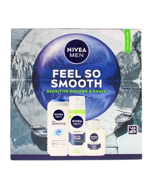 Nivea Men Feel So Smooth Sensitive Shower & Shave 3pc Gift Set (250ml Shower Gel + 200ml Shaving Foam + 100ml Shaving Balm)