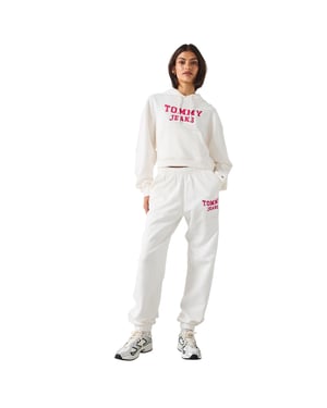 Tommy Jeans Joggingbyxor i standardmodell för damer/kvinnor i Varsity-stil (Vit)