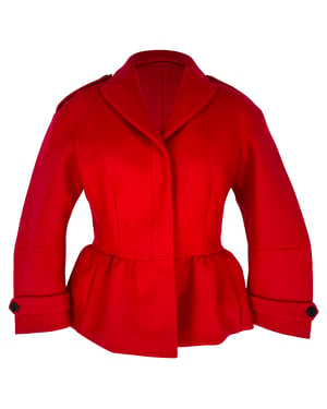 Burberry Peplum Coat in Red Virgin Wool
