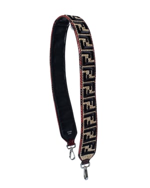 Fendi axelrem i raffia- och pytonläder