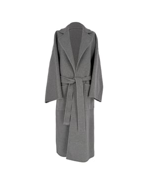Loewe Oversized Belted Coat in Grey Wool