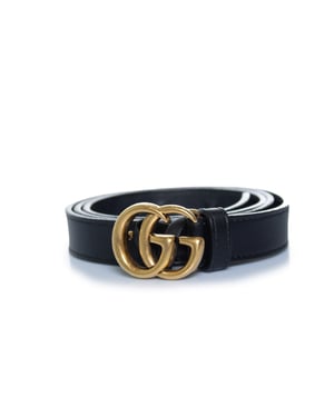 Gucci, dunne leren GG-riem in zwart