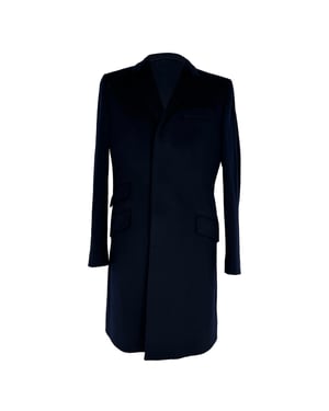 Dolce & Gabbana Single-Breasted Coat with Pockets in Navy Blue Wool