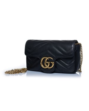 Gucci, Mini Marmont-väska i svart läder