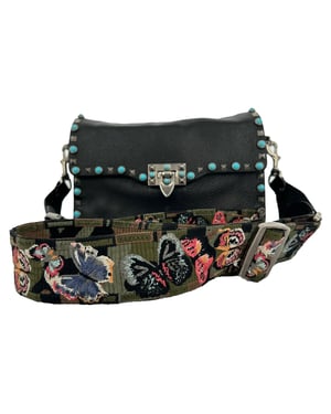 Valentino Garavani Rockstud Rolling Shoulder Bag in Black Leather
