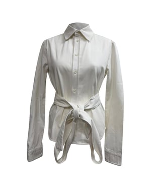 Loewe Belted Button Shirt in White Cotton
