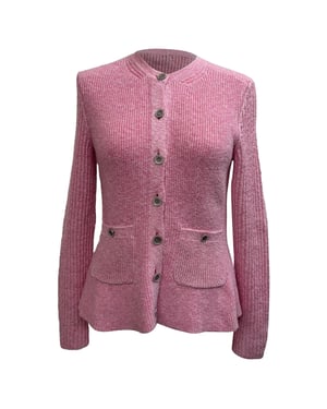 Chanel Knitted Button-Down Cardigan in Pink Cupro