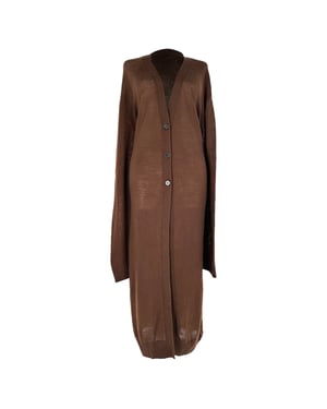 Jil Sander Long Button-Front Cardigan in Brown Wool