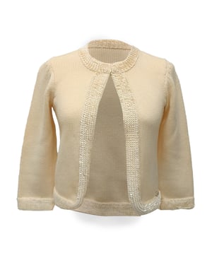 Chanel Knitted Sequin-Embellished Cardigan in Cream Wool