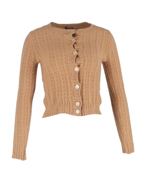 Chanel Cable Knit Cardigan in Brown Wool