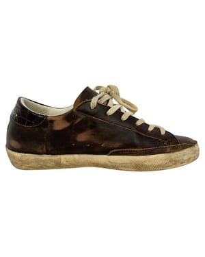 Golden Goose Super-Star Sneakers in Brown Leather