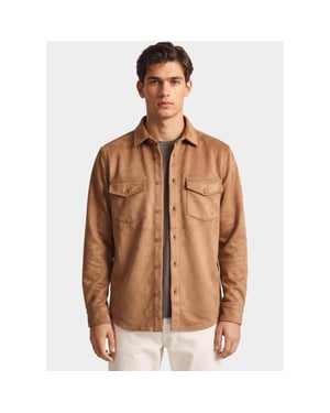 Bos Bright Blue Overshirt 2080/cognac