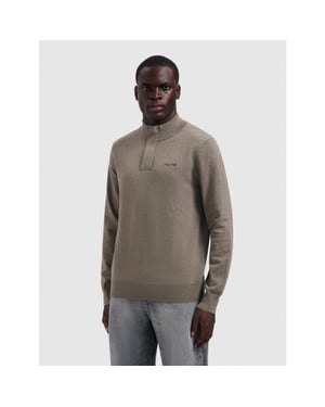 Pure Path 26030807 75 heren trui taupe melange half zip p