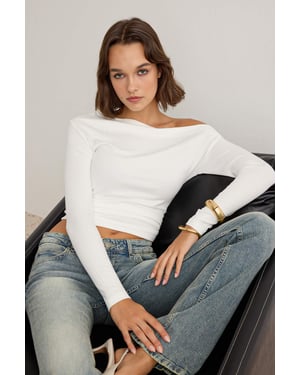 TRENDYOLMİLLA Dames Ecru Effen Lang Getailleerd Blouses