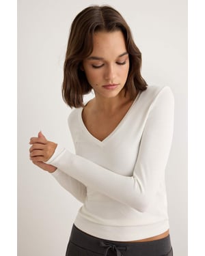 TRENDYOLMİLLA Dames Ecru Effen Lang Getailleerd Blouses