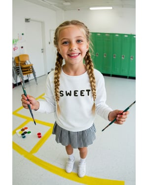 TRENDYOLKIDS Flickor Ecru Slogan Midi Lång Casual Rak Klänningar