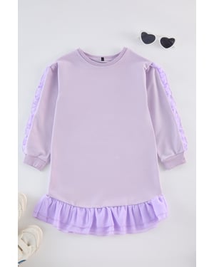 TRENDYOLKIDS Flickor Lila Enfärgad Midi Lång Casual Rak Klänningar