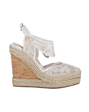 Nicholas Kirkwood High Heel Lace Wedges in Cream Synthetic