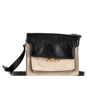 Marni Trunk Mini Color-Block Shoulder Bag in Beige Leather