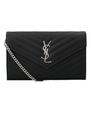 Saint Laurent Klassisk Cassandre Kedjefodral i Grain De Poudre-läder Svart