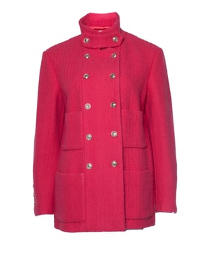 pink wool tweed blazer with 4 pockets