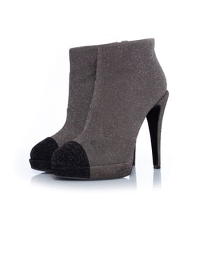 Grey platform glitter boots