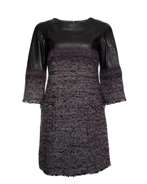 tweed dress with leather
