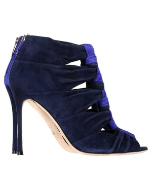 Sergio Rossi Bi-Color Cut Out Ankle Boots in Blue Suede