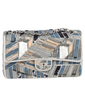 Chanel Medium Classic Patchwork Double Flap Shoulder Bag in Multicolor Denim