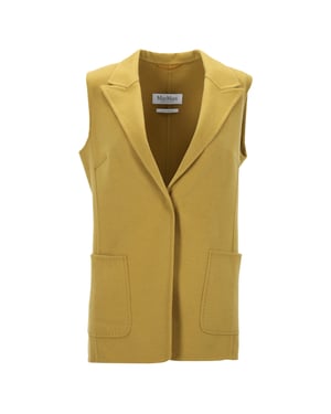 Max Mara Dubbelzijdig Vest in Gele Wol